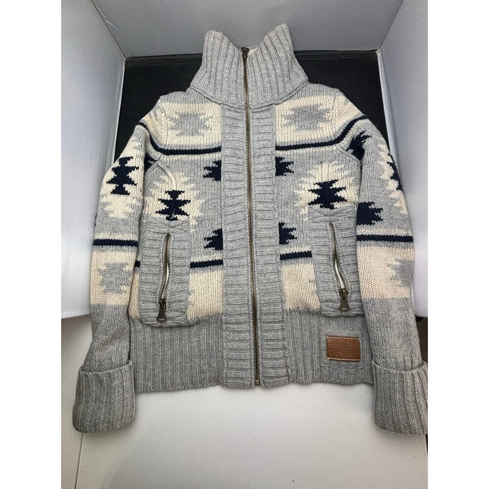 Men's Superdry Wool Zip Cardigan Sweater Size Medium Double Zip